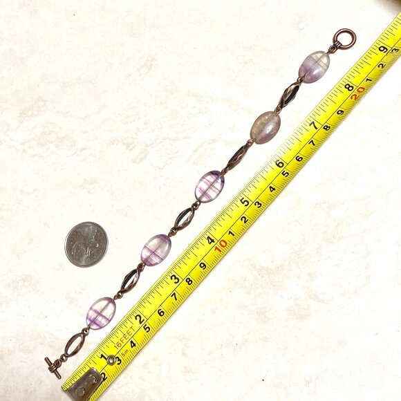 2/$20, Light Purple Fluorite Boho Bracelet, Genuine Gemstone + Copper Chain - Picture 10 of 10